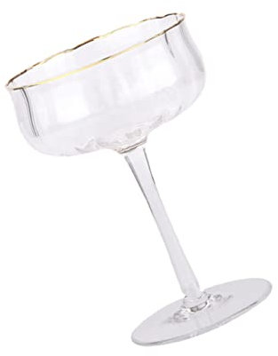 Zerodeko Bicchiere Di Vetro Per Cocktail 260 Ml Bordo Dorato, Coppa Di Vino Versatile Per Succhi e Bevande, Design Semplice Adatto a Casa, Feste e Regali