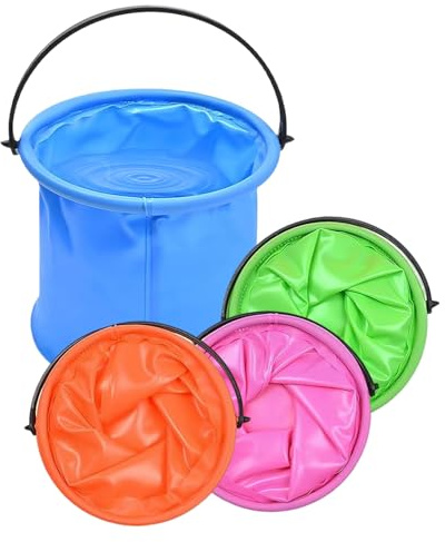SJUNJIE Falteimer Kinder 4 Stück Faltbarer Eimer Kinder Strand Spielen 2L | Multifunktional und Tragbar Eimer Faltbar Strand ZubehöR für Strand und Strandcamping Sandeimer Faltbar