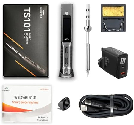 TS101 Soldering Iron (BC2) Black + 65W Charger + Mini Stand