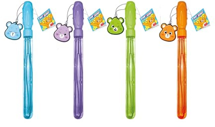 Simba Care Bears - Bacchette per bolle di sapone giganti, 150 ml, con ciondolo Care Bears in PVC, a scelta casuale tra 4 disegni, lunghezza 36 cm, dai 3 anni in su