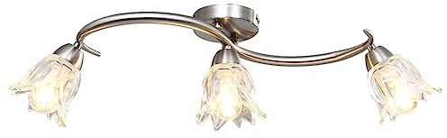 Solivagant Plafonnier et Abat-Jour Verre Transparent 3 Ampoules E14 Tulipe,(1.84 KG)