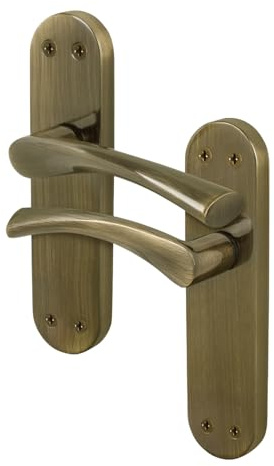 EAI Antique Brass Door Handles, 1 Pair on Backplate - Novoli | 1 Pair of T-Bar Lever on Backplate Internal Door Handles, Fixings Included