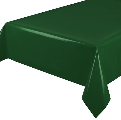 Wachstuchtischdecke Tischdecke Wachstuch abwischbar, Uni Einfarbig 140x100 cm (Rechteckig) Dunkelgrün | uni, wasserundurchlässig, pflegeleicht, strapazierfähig, zuschneidbar, glatte Oberfläche, ideal für Küche, Garten & Balkon
