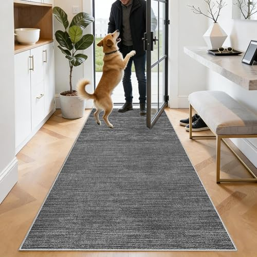 JaevKwzy Tappeto Lungo per Corridoio, Grigio 40 x 90 cm Tappeto Cucina Antiscivolo Lavabile Tappeti Runner Ingresso Interno Moderno, Tappeto Passatoia per Cucina, Camera da Letto, Soggiorno