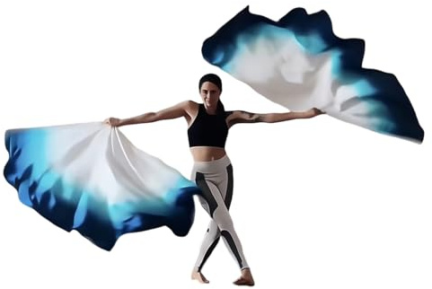 Ljmyy 1 par de banderas de alabanza de danza de alabanza de 86.6 pulgadas con barra escalable semicírculo ala bandera para bailes