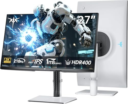 KTC 27 Inch 200Hz Gaming Monitor, QHD 220Hz Monitor 1440P with Fast IPS Panel, 1 ms (MPRT), supports HDR400, Adaptive Sync, HDMI Display Port, 127% sRGB, White H27T6