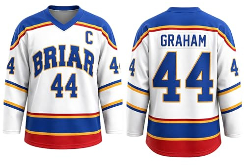 Maillot De Hockey Grahams 44 Col V Sweatshirt Universitaire Uniforme de Hockey sur Glace Comfort Casual T-Shirt Manches Longues Sport Training Clothing pour Les Fans