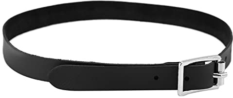Riuulity Correa de Espuela Ecuestre de Cuero Genuino Negro, Juego de Espuelas de Equitación Occidental Hecho a Mano con Hebilla de Metal Ajustable para Hombres Deportes Al Aire Libre