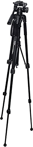 Vivitar 57-Inch Tripod, Three Way Fluid Pan Head, Quick Release Mount, Supports up to 5 Pounds of Weight, VIV-VPT-2457, Black
