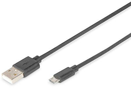 DIGITUS Câble USB 2.0 - 1 m - USB-A vers Micro B - 480 Mbps - Câble de connexion pour ordinateurs, ordinateurs portables, hubs, smartphones - Sachet plastique - Noir