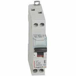 407703 Disjoncteur Unipolaire + Neutre 32a - 1p+n Courbe C - 6/10ka - à Vis - Legrand Dx3