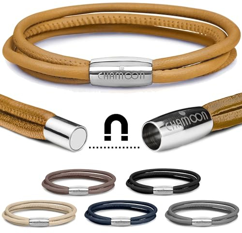 CHAMOON® Premium Lederarmband für Damen | Besonders fein & weich | Praktischer Magnetverschluss aus Edelstahl | Mit über 80 Charms erweiterbar | 7 Farben | Einfach- & doppelt-gewickelt