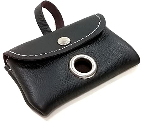Superpipapo Distributeur Sac a Crottes Chien en Cuir, Élégant Porte Sac Excrément Fait Main en Espagne, Couleur Noir, pour Un Rôle de Sachet d