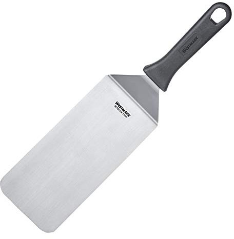 Westmark Spatola da grill professionale, Angolata, Flessibile, Compatta, Dimensione lama: 9,5 x 20 cm, Lunghezza: 36,5 cm, Acciaio inox/Plastica, Master Line, Nero/Argento, 13402270