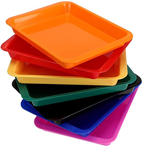 WUWEOT 7 Pack Plastic Activity Tray, 34 x 25 x 4cm Multiuse Art and Crafts Organizer Tray Serving Tray for Slime and Sensory Toys, Beads, Orbeez Water Beads, DIY Projects, Fun Home Activities