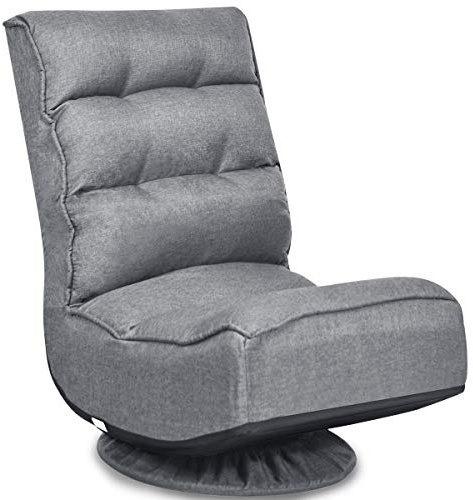 COSTWAY Bodenstuhl 360°drehbar, Bodensessel mit 5-Fach Verstellbarer Rückenlehne, Game Sessel gepolstert, Bodensofa Meditationsstuhl bis 150kg belastbar, Lazy Sofa (Grau)