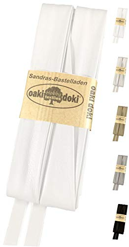 Sandras-Bastelladen Schrägband/Einfassband Veganes Leder/Kunstleder gefalzt 3m x 20mm 051-Weiß