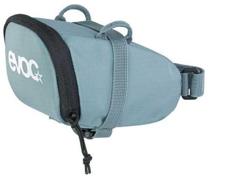 EVOC SEAT BAG Sadelväska för mer förvaringsutrymme på sadelstolpen (kapacitet 0,7 l, extremt lätt, snabb montering tack vare spännen, reflekterande logotyp, cykeltillbehör), stålgrå