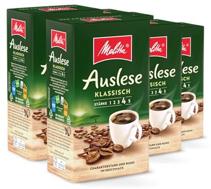 Melitta Auslese Café Filtre 6 X 500 G, Moulu, en Poudre pour Machines à Café Filtre, Torréfaction Forte, Torréfié en Allemagne, en Barquette