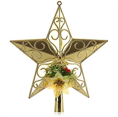 COM-FOUR® Christbaumspitze in Stern-Form - verzierter Stern für die Weihnachtsbaum-Spitze - Weihnachtsbaumschmuck - farbenfroher Christbaum-Schmuck aus Kunststoff