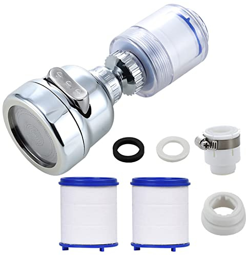 Rubinetto per filtro dell'acqua, rubinetto girevole a 360°, adattatore per testina spruzzatore Bubbler, rubinetto girevole da cucina, 3 modalità, spray a risparmio idrico per bagno, ugello, adattatore