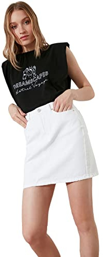 Trendyol Basic Mini Denim Rock Jupe, White, 34 aux Femmes