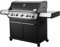 SANTOS Gasgrill S-518 Schwarz - 5 Hauptbrenner, 800 °C Grillzone, Heckbrenner/Backburner, Gussgrillroste - inkl. Drehspieß, Rostheber & Silikonablage