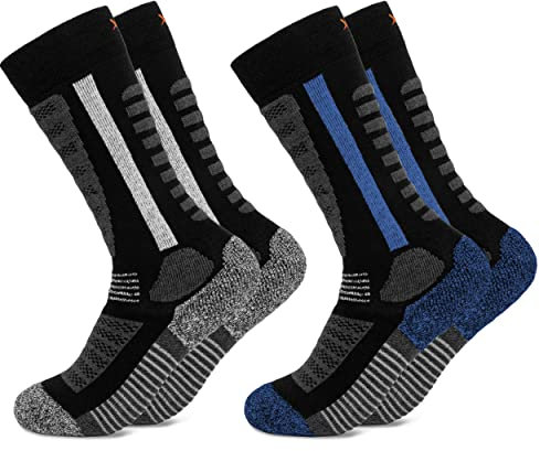 Occulto Kinder Skisocken 2er Pack (Modell: Charlie) Blau-Schwarz 35-38