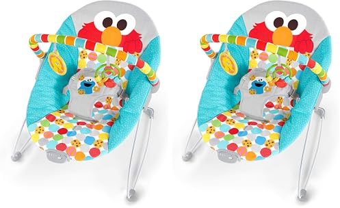 Bright Starts Sesame Street I Spot Elmo! 3-Point Harness Vibrating Baby Bouncer with Toy bar (Pack of 2)