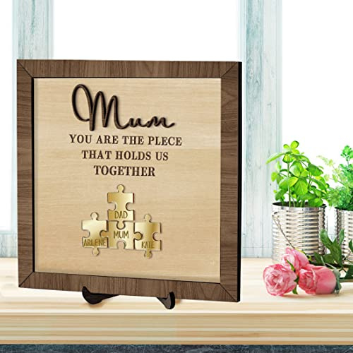 Personalisiertes Puzzle-Handwerk-Muttertags-Puzzle-Schild Sie sind das Stück, das Uns zusammenhält Plaque Mom's Puzzle Stück Rahmen mit 1-15 Kindernamenanzeigerahmen