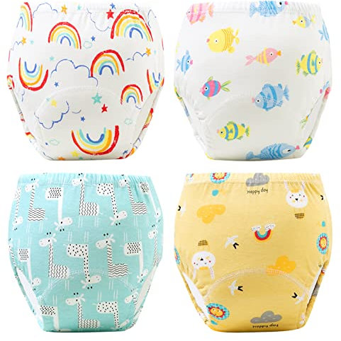 Töpfchentraining Unterwäsche für Mädchen Jungen Peejamas für Bettnässen Kleinkinder 100% Baumwolle saugfähige Toilette Training Hosen 4 Packungen 9-15 Monate