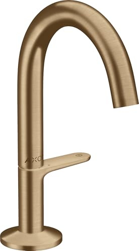 hansgrohe AXOR One Waschtischarmatur Select 140 mit Push-Open Ablaufgarnitur, Ausladung 122 mm, 48010140, Farbe: Brushed Bronze