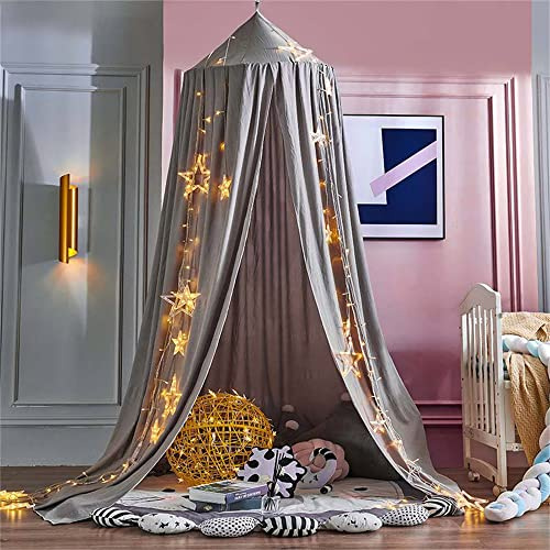 Surwin Betthimmel Madchen Jungen Babybett Doppelbett, Moskitonetz Baldachin Kinderzimmer Einzelbett Himmel Schlafzimmer Dekoration Spielzelte Kinder Geschenk, Ohne Bohren (dunkelgrau)