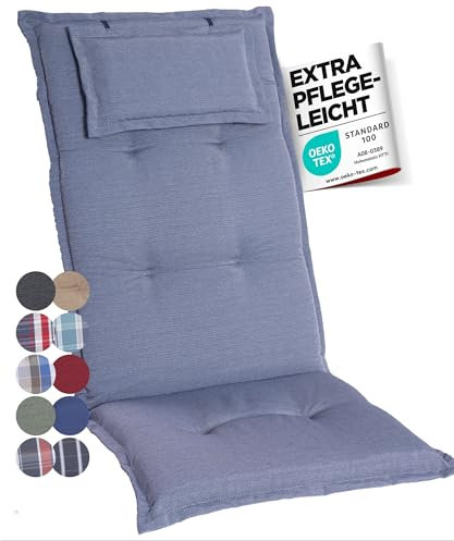 gardisun Gartenstuhlauflagen Hochlehner mit Kopfteil I Extra Dicke Sitzauflagen I Made in Europe I Polsterauflagen für Hochlehner I Auflagen mit extra hohem Komfort I 4er Set I Hellgrau