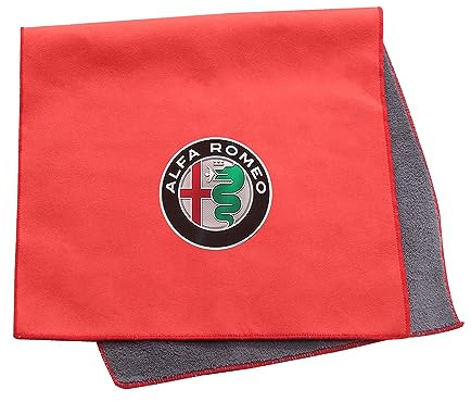 SoLaka 1 Uds. Toalla de Microfibra de Lana de Gamuza paño de Limpieza de Estilo de Coche para Alfa Romeo 159 Giulietta 147 Mito Giulia 156 166 Stelvio,Red Style-Large