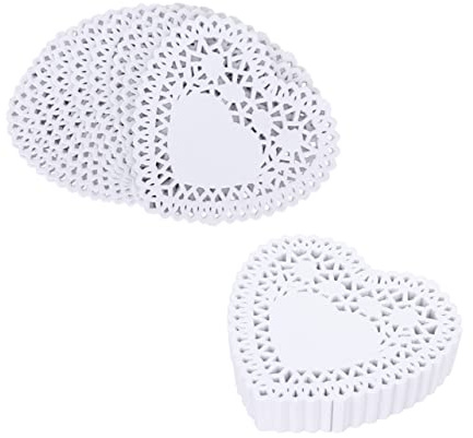 UPKOCH 250 Pz Torte Centrini Di Carta Cuore Centrini Di Carta Usa E Getta Pastiglie Dessert Dolci i Di Di Pizzo Torta Imballaggio Pastiglie Cuore Pizzo