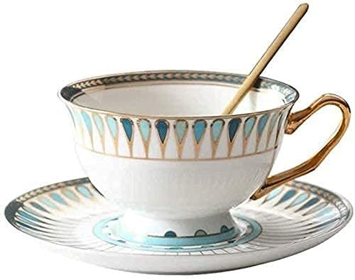 ROLTIN Tasses à café à thé, Belle Tasse à thé émaillée Mate en céramique de Porcelaine Tendre avec Petit Service à thé de Luxe Haut de Gamme Assorti, Tasse à café Anglaise (Bleu)