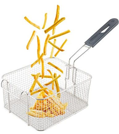 Cestello per Friggitrice Friggitrice con manico in plastica Cestello for friggitrice da cucina Cestello for alimenti quadrato sospeso in acciaio inossidabile Cucchiaio per Schiumarola