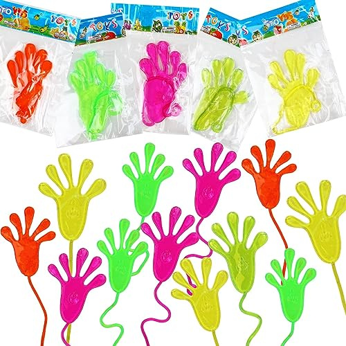 DERAYEE 30 Stück Klatschhand Kinder,Bunte Glibberhände Set,Klebrige Gummihand für Kinder Give Away Geschenk Party
