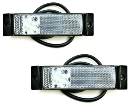 MelTruck® 2x Weiße LED Umrissleuchte Positionsleuchte vorne 12V 24V für LKW Anhänger Wohnwagen