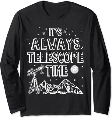 Teleskop Nachthimmel Uhr Sterne Astronomie Liebhaber Langarmshirt