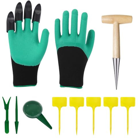 iKALULA 10 Pcs Blumenzwiebel Pflanzholz Werkzeuge, Garten Pflanzer Werkzeug, Pflanzholz für die Gartenbepflanzung, Teiliges Pikierstab Set für Zum Pflanzen und Blumenzwiebeln