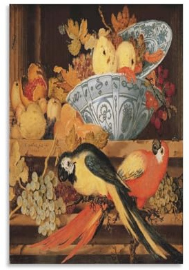 Balthasar Van Der Ast,Still Life With Fruit And Macaws Posters Poster Decorative Painting Canvas Wall Art Living Room Posters Bedroom Painting 16x24inch(40x60cm)