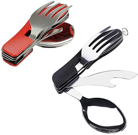 Stainless Folding Cutlery Detachable 4 in 1 Tableware Camping Outdoor Flatware Set for Travel 2PCS cutlery