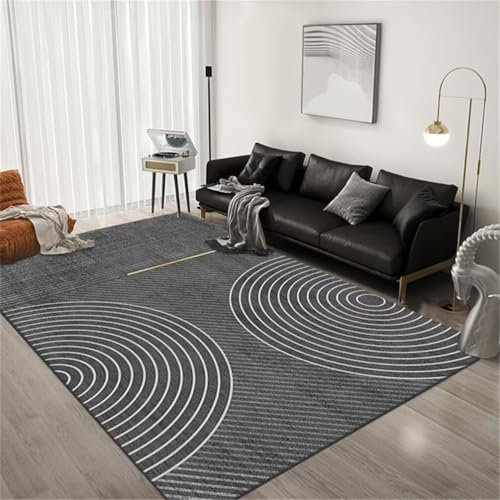 RUGMRZ Esszimmer Teppich 100x120CM Jungen jugendzimmer Outdoor grau Rutschfester und schalldichter moderner Esszimmerteppich mit Streifenmuster