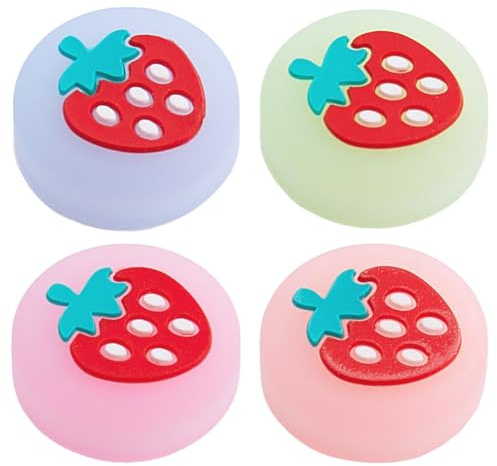 GORGECRAFT 4pcs Fraise Pouce Grips Fruit Silicone Souple Joystick Bouton Caps Analogique Joy Stick Housse de Protection Compatible avec Switch OLED Lite Console pour NS Joycon Controller Couleur Mixte