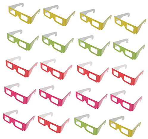 jojofuny 20 Pièces Lunettes Carton Lot de Lunettes Plates Anaglyphes pour Films Et Vidéos