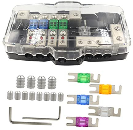 iplusmile 1set Morsettiera Portafusibili Multifunzionale Con Led Blocco Distribuzione Alimentazione Vie Con Fusibili Di Ricambio Per Auto Camper e Imbarcazioni