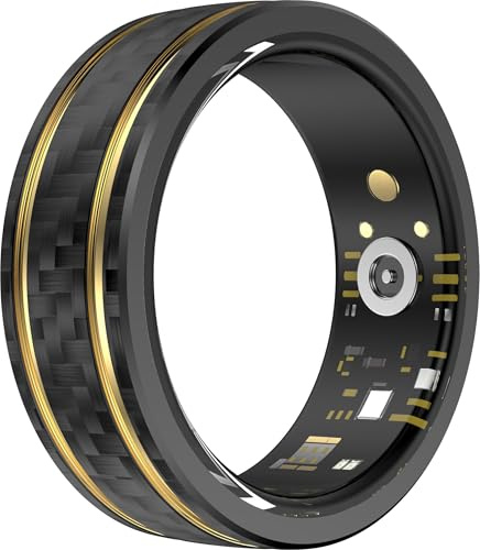 Smart Ring Heart Rate Monitor Blood Pressure Ring Sleep Tracker Blood Oxygen Fitness Tracker Step Counter Calories Fitness Ring Waterproof Health Smart Rings for Men Women Carbon Fiber Ring #V1/2