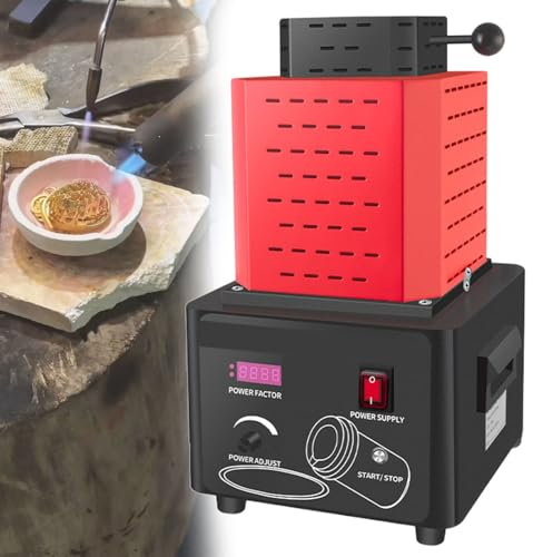 GESAIDES Kit de Horno de Fundición de Metales, Horno de Fundición Eléctrico, Pequeño Horno de Fusión de Oro Portátil, Horno de Fusión Eléctrico Digital de 5000 W para Fundir Oro y Plata